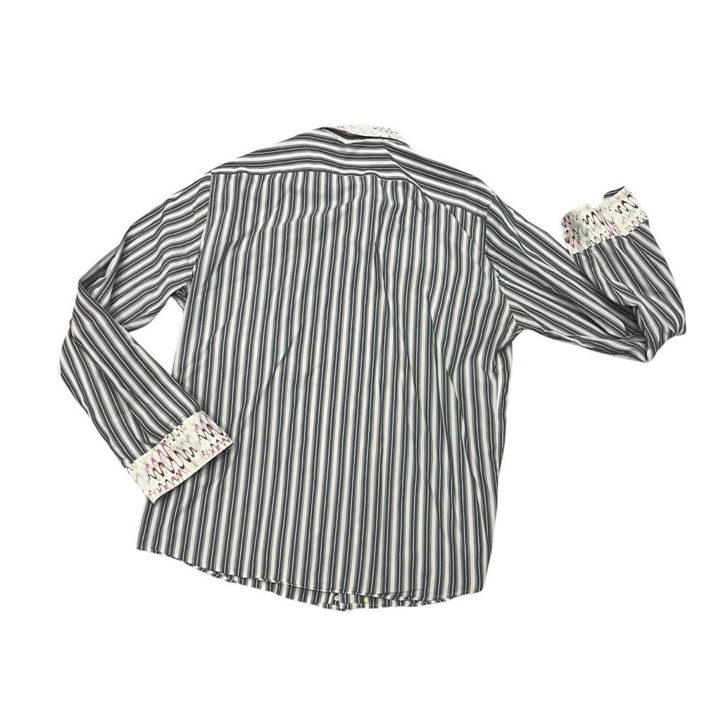 Two Flowers Striped Cotton Shirt XXL Made in Italy - Picture 5 of 10